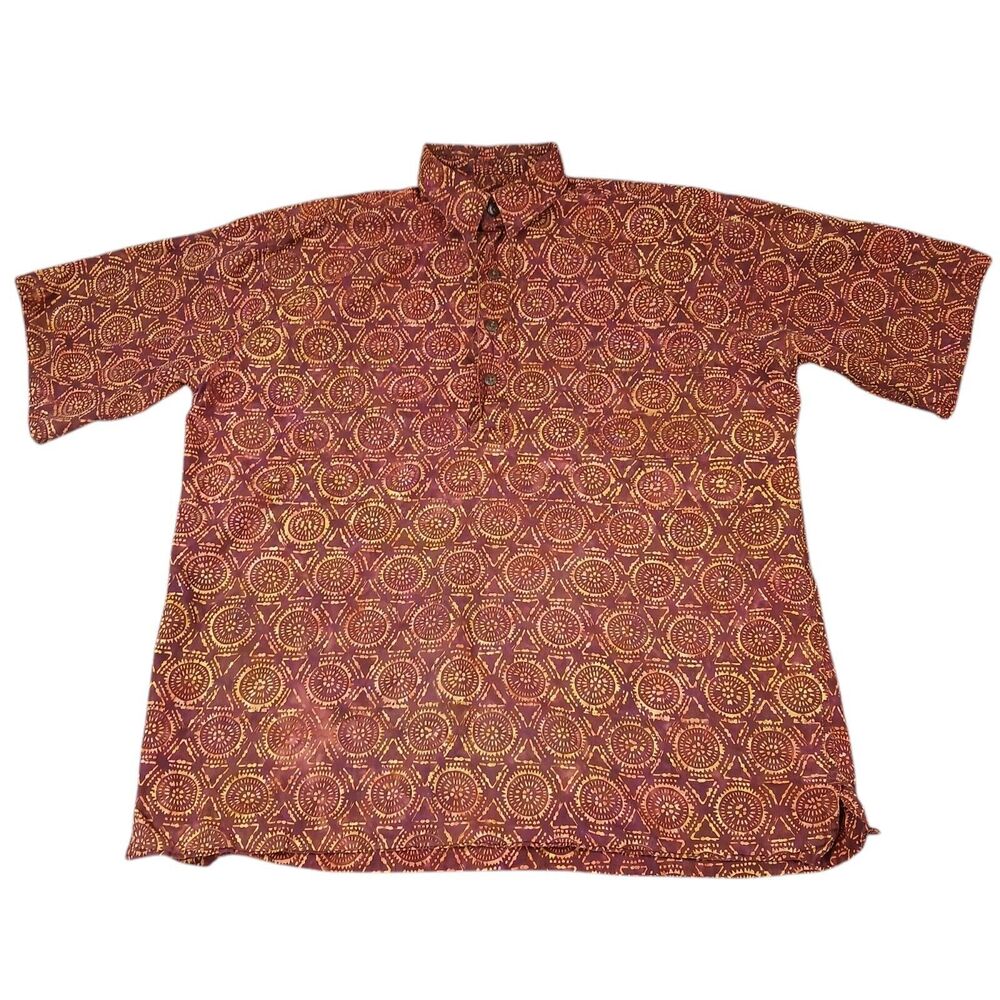 Pete Huntington Bali Men's Shirt Short Sleeve Hawaiian Button Up 100% Cotton Med